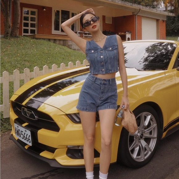 NEW! AIR SPACE Vintage Jeans Denim Wide Leg Shorts - Picture 3 of 5